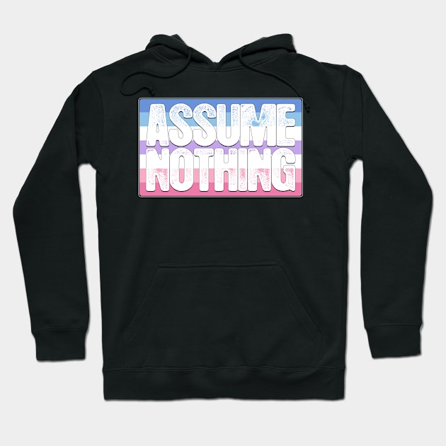 Assume Nothing Bigender Pride Flag Hoodie by wheedesign